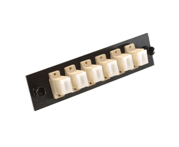 SC multimode LGX adapter plate with 6 vertical simplex couplers.