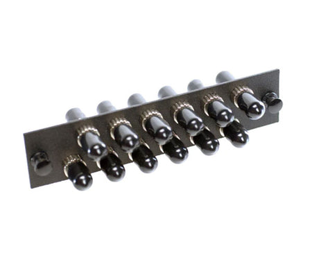 ST multimode LGX adapter plate with 12 simplex couplers.