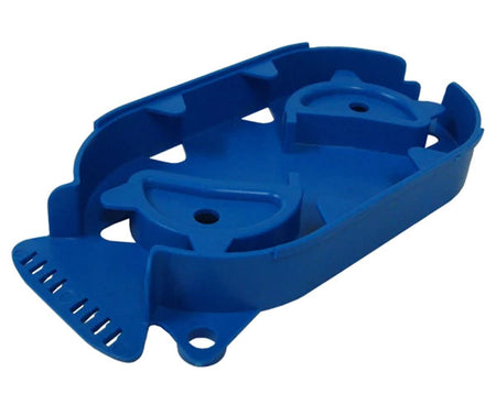Lightweight blue plastic fiber splice tray.