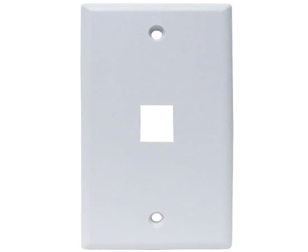 A single port high-density white keystone wall plate.