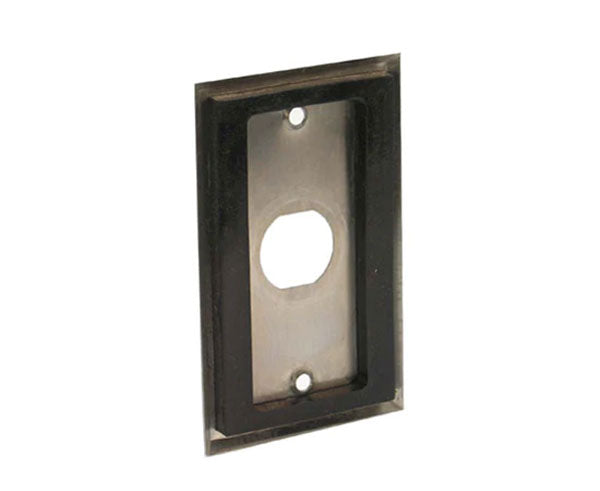 A single gang water sealed outdoor wall plate with a single port and weather seal.
