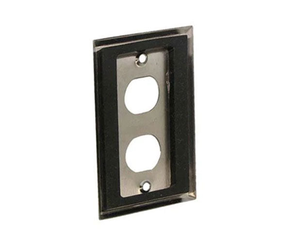 A single gang water sealed outdoor wall plate with dual ports and weather seal.