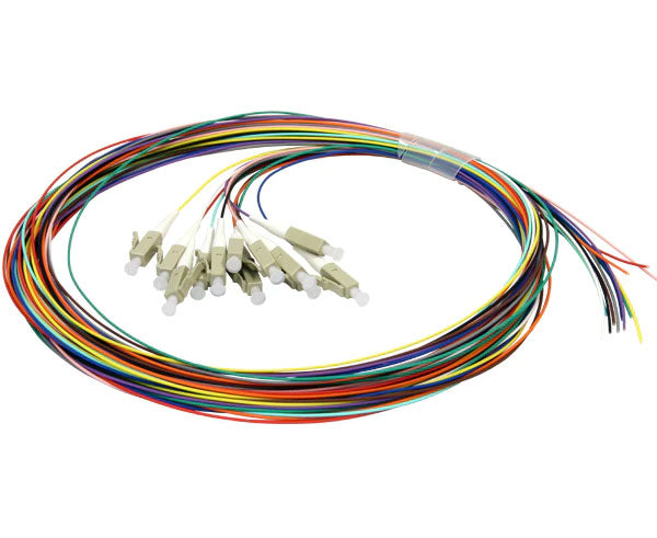 12 strand multimode OM4 LC fiber optic pigtail.