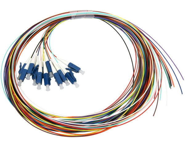 12 strand single-mode LC fiber optic pigtail.
