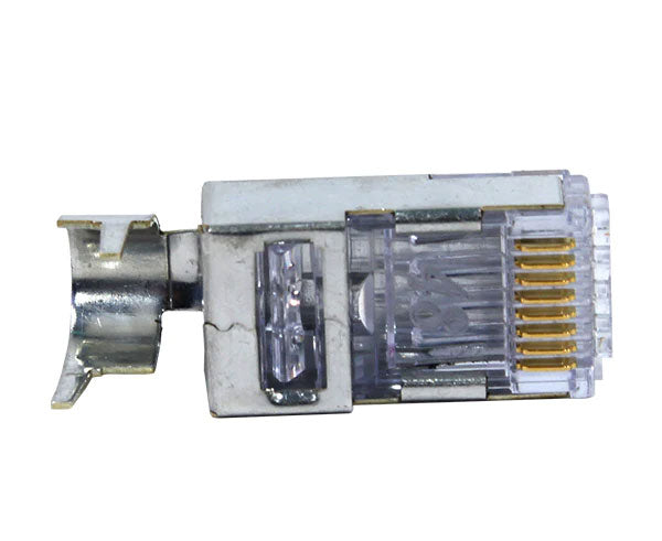 Cat6a ezEX 48 RJ45 connector with metal body and external ground tab.