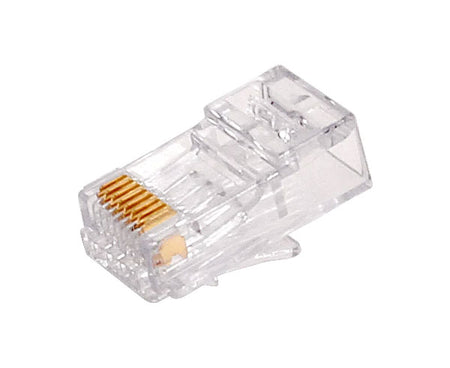 Cat6 ezEX 44 RJ45 PoE+ plug with staggered feed.