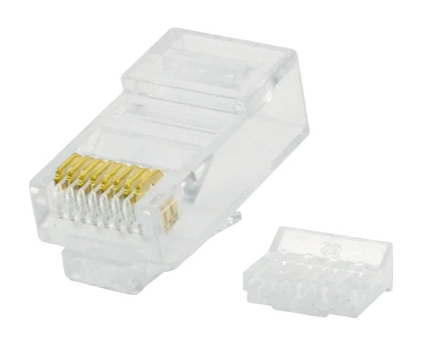 A Cat6 RJ45 plug with wire insert.
