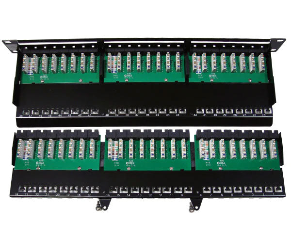 Side-by-side comparison of two 48 Port High Density CAT6 Patch Panels 