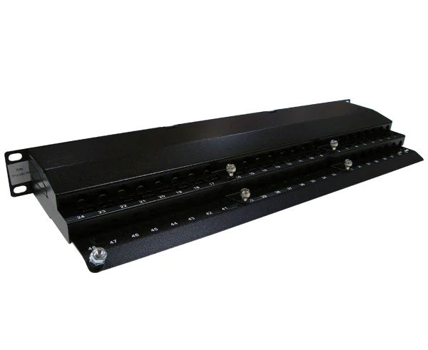 Detail of the cable management features on the 19-Inch Rackmount CAT6A Patch Panel