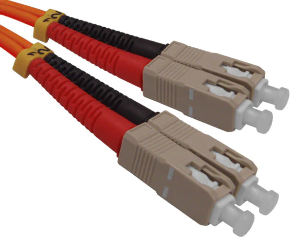 Four SC OM1 connectors on orange fiber.