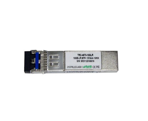10GBASE-LR single-mode SFP+ fiber transceiver showing specification label.