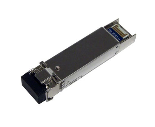 10GBASE-LR single-mode SFP+ fiber transceiver showing connector.