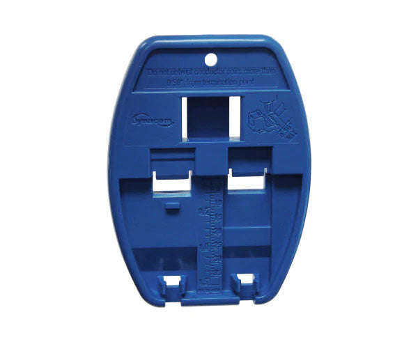 Palm puck punch down tool for cat5e & cat6 keystone jacks with blue body.