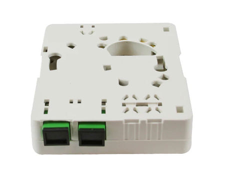 IP-45 rated indoor wall mount fiber termination box rear mounting layout.
