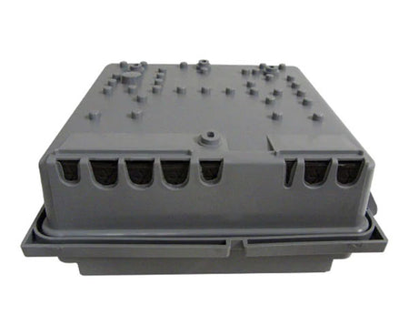 24 port wall mount fiber patch panel with one splice tray cable ingress and egress.