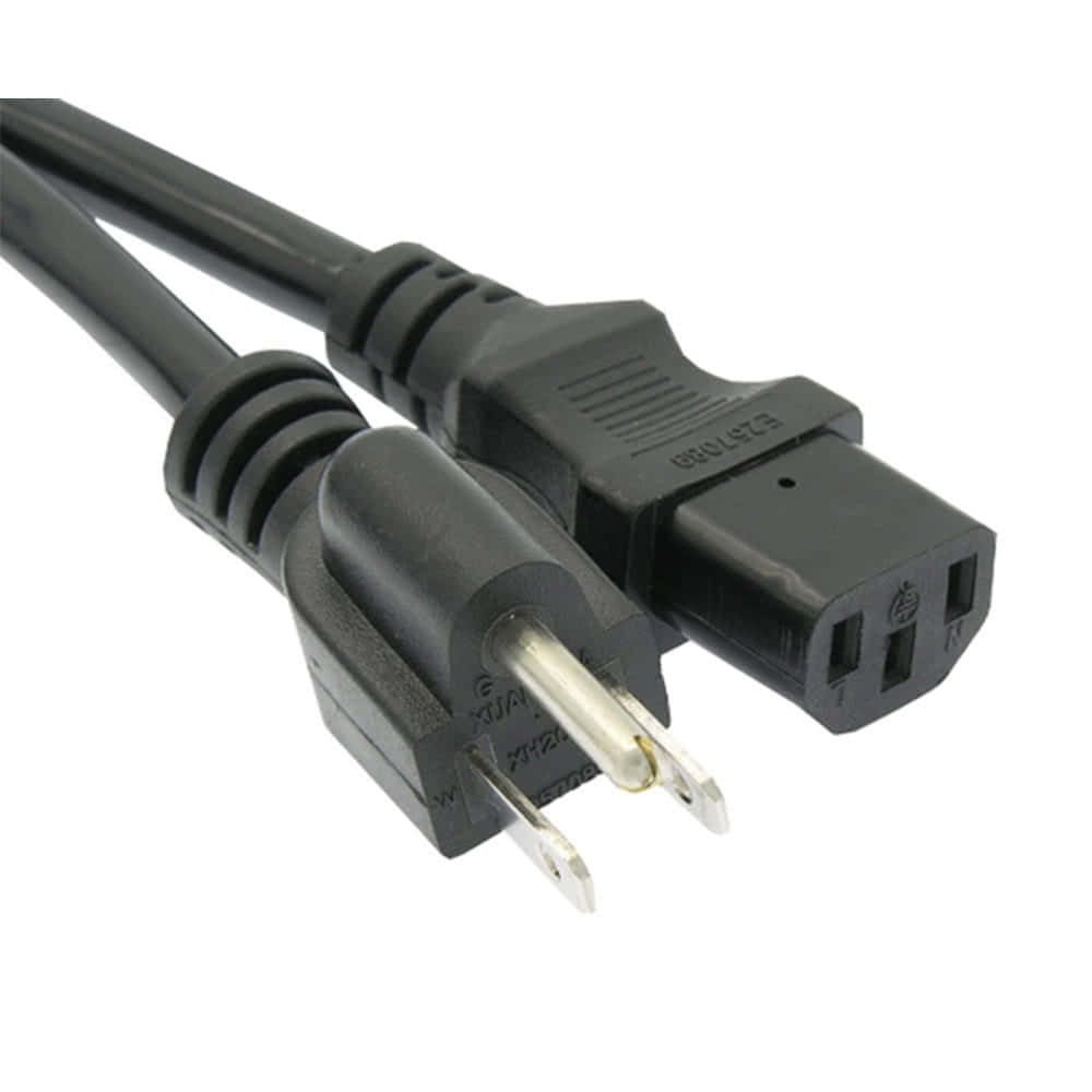 A black 5-15P to C13 power cord, 14/3 rated.