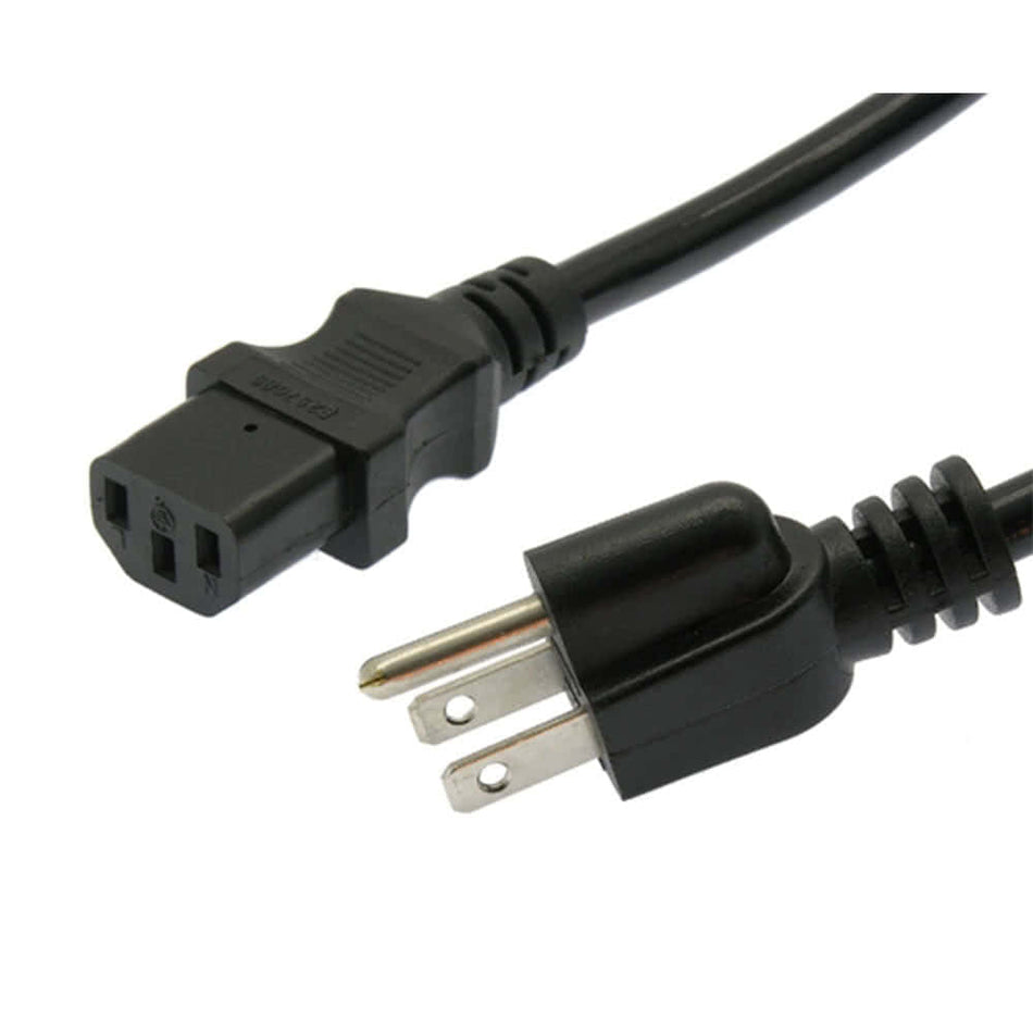 A black 5-15P to C13 power cord, 16/3 rated.