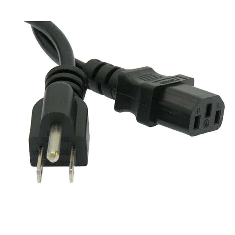 A black 5-15P to C13 power cord, 18/3 rated.