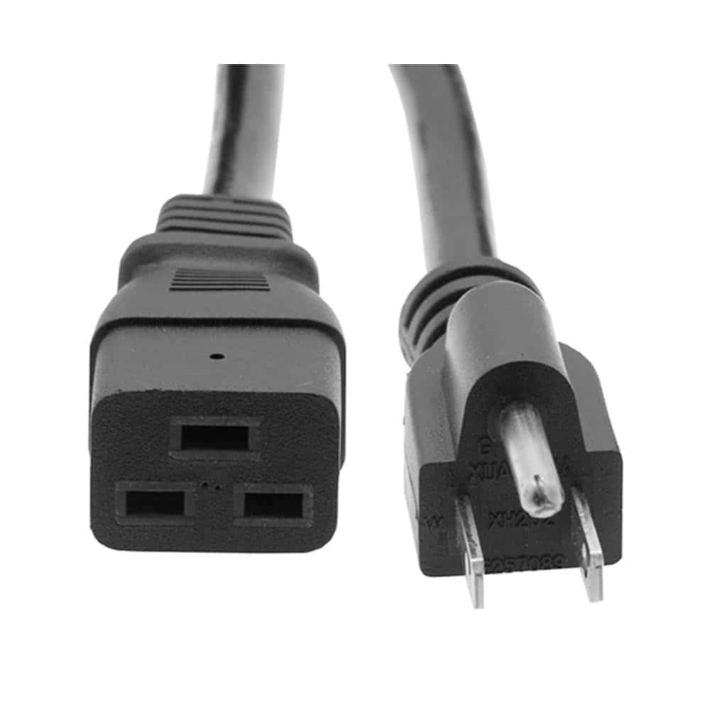 A black 5-15 to C19 power cord, 14/3 rated.