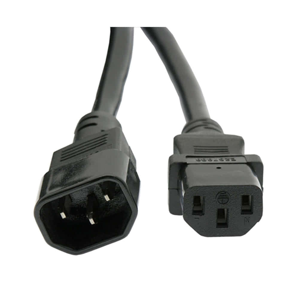 A black C13 to C14 power cord, 14/3 rated.