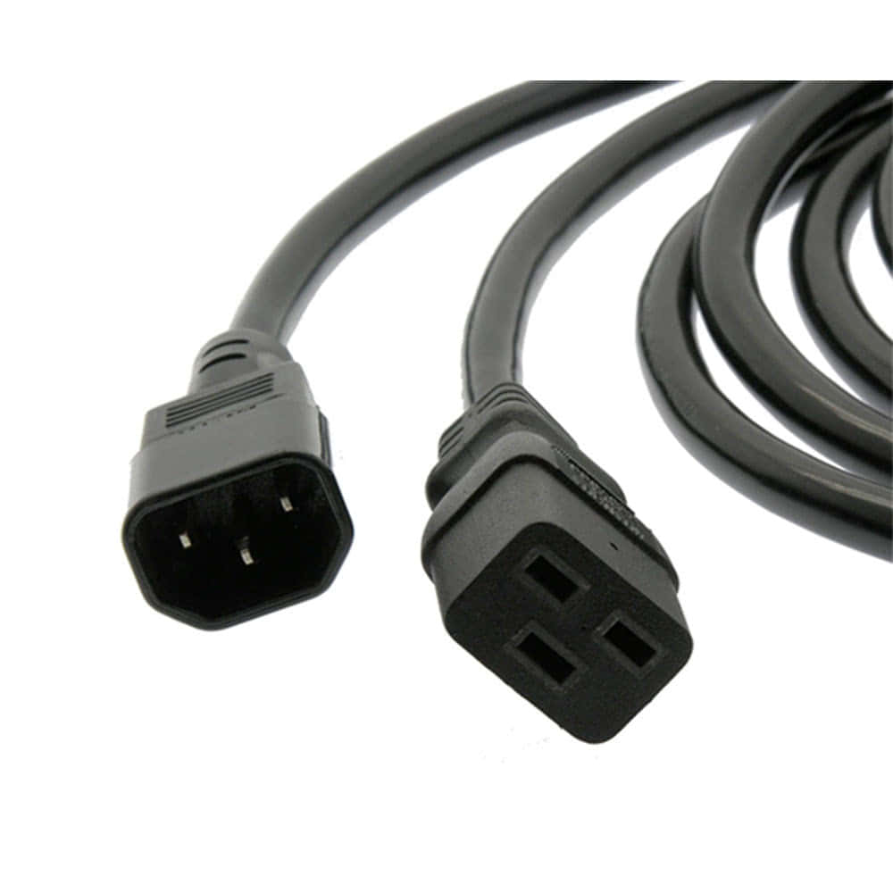 A black C14 to C19 power cord, 14/3 rated.
