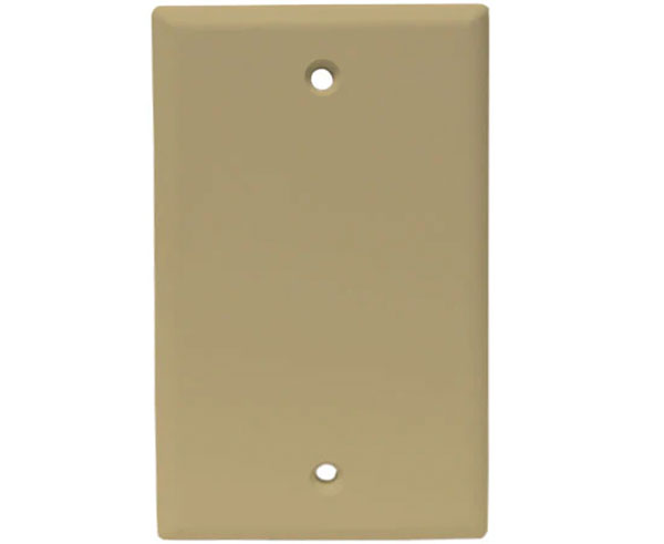 Blank rectangular wall plate in beige with mounting holes