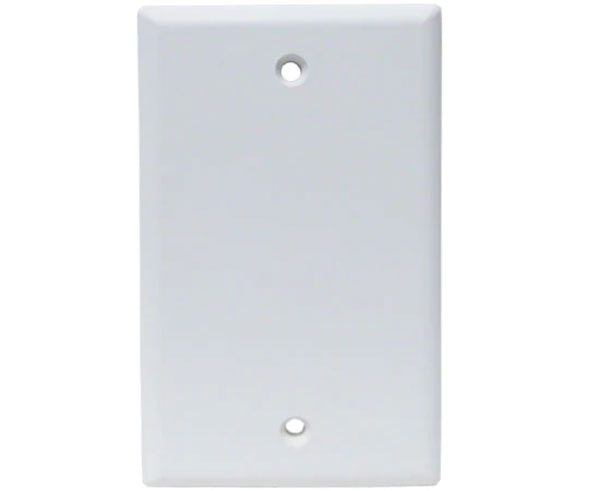 White blank wall plate designed for light switch installation