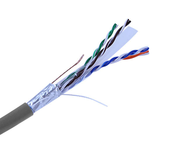 CAT6 Shielded Stranded CM Rated Bulk Ethernet Cable with gray jacket.