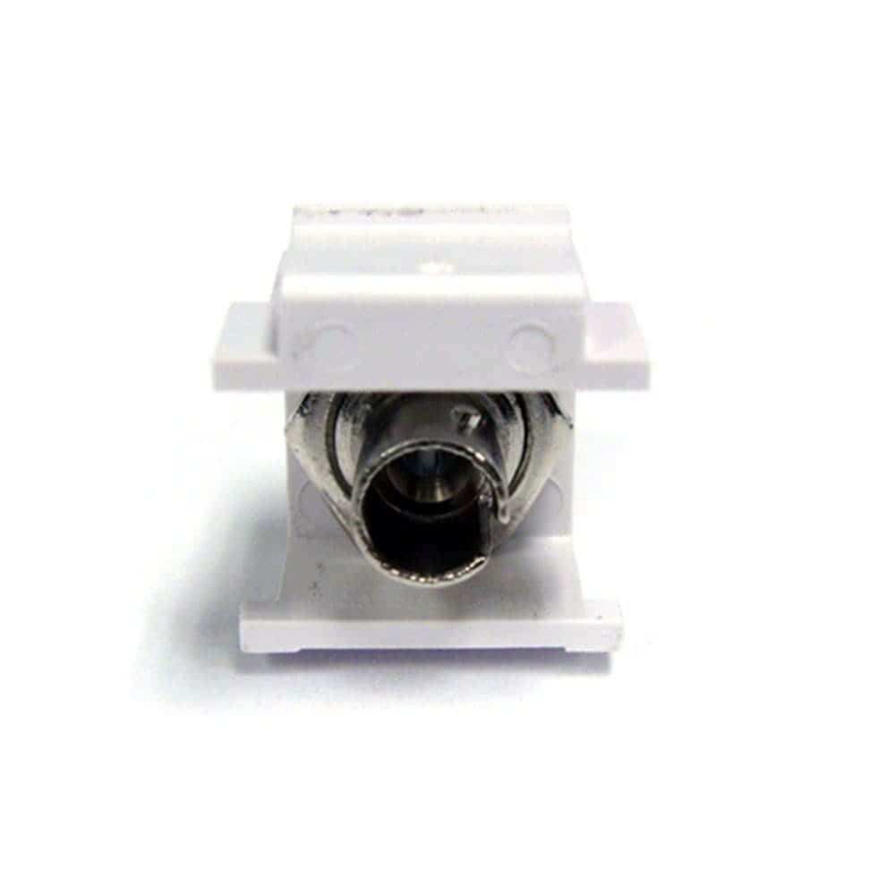 White simplex ST keystone jack designed for fiber optic cabling systems