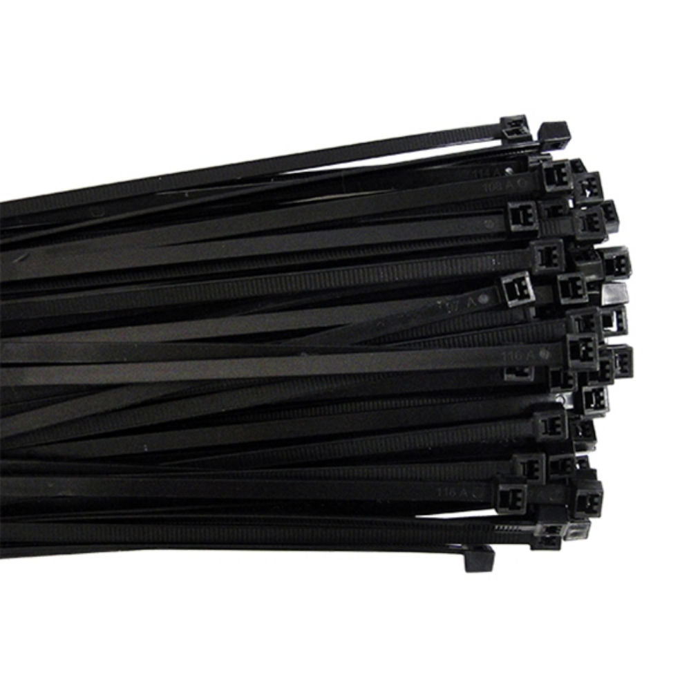 A pile of black outdoor rated cable ties.