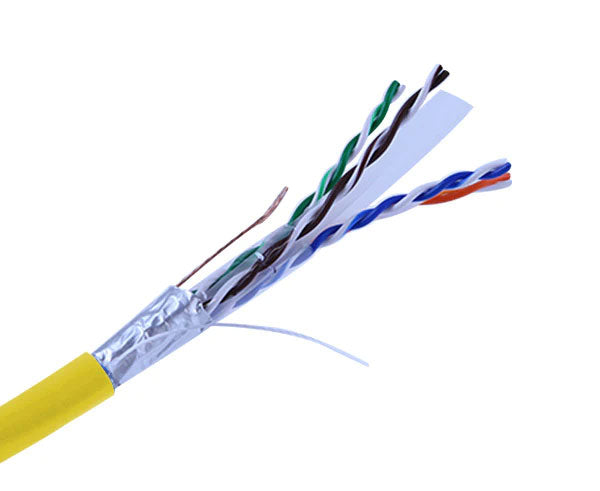 CAT6 Shielded Stranded CM Rated Bulk Ethernet Cable with yellow jacket.
